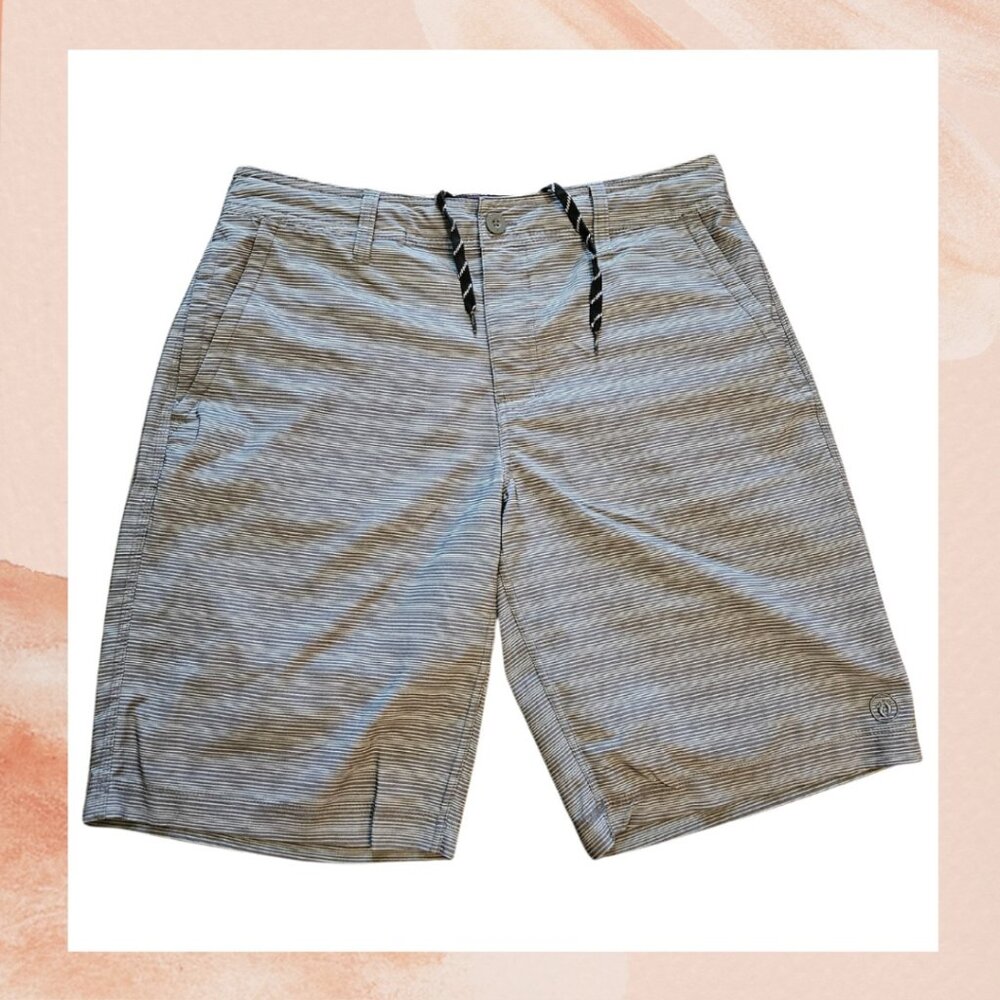 Hang Ten Gray Striped Hybrid Board Shorts